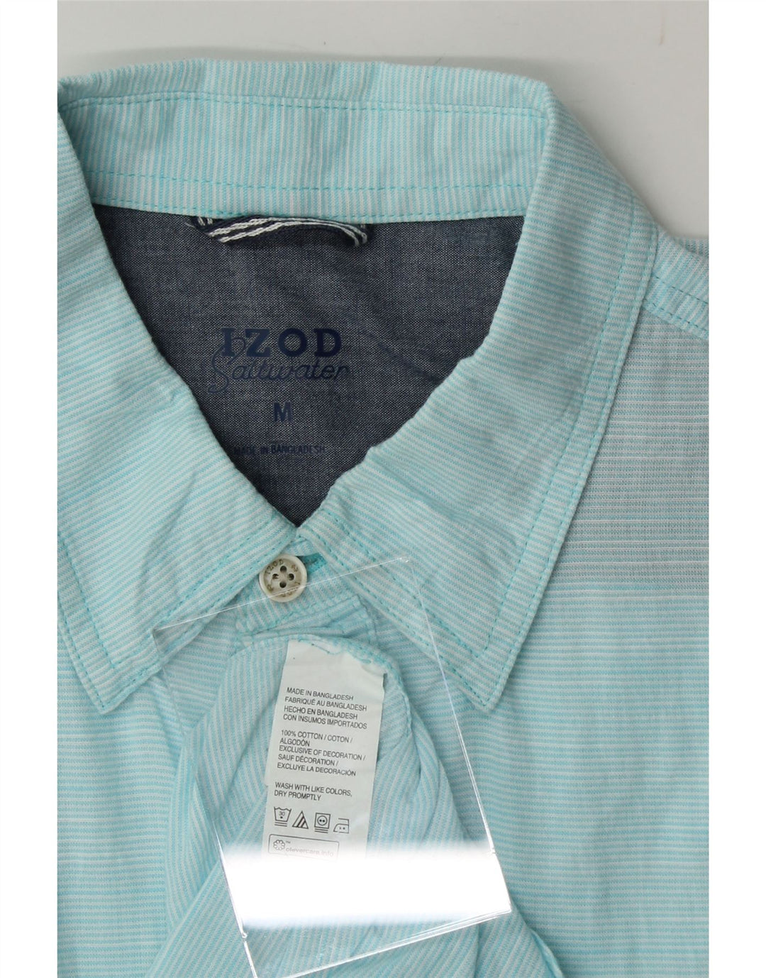 IZOD Mens Short Sleeve Shirt Medium Blue Pinstripe Cotton Vintage Izod and Second-Hand Izod from Messina Hembry 