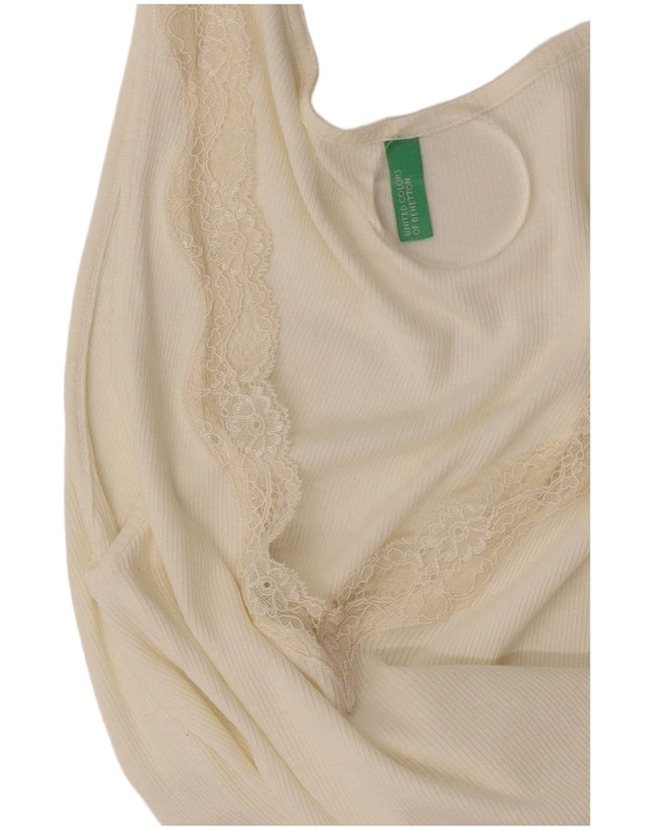 Benetton Chemisier sans manches pour femme UK 42 Blanc moyen
