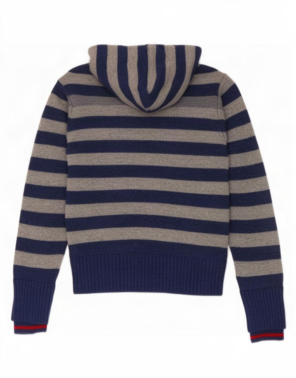 Woolrich Pull à capuche pour femme UK 44 en laine rayée bleu moyen