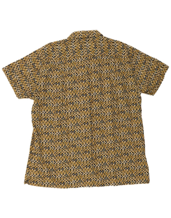 Springfield Chemise à manches courtes pour homme, coupe personnalisée, 2XL, jaune géométrique