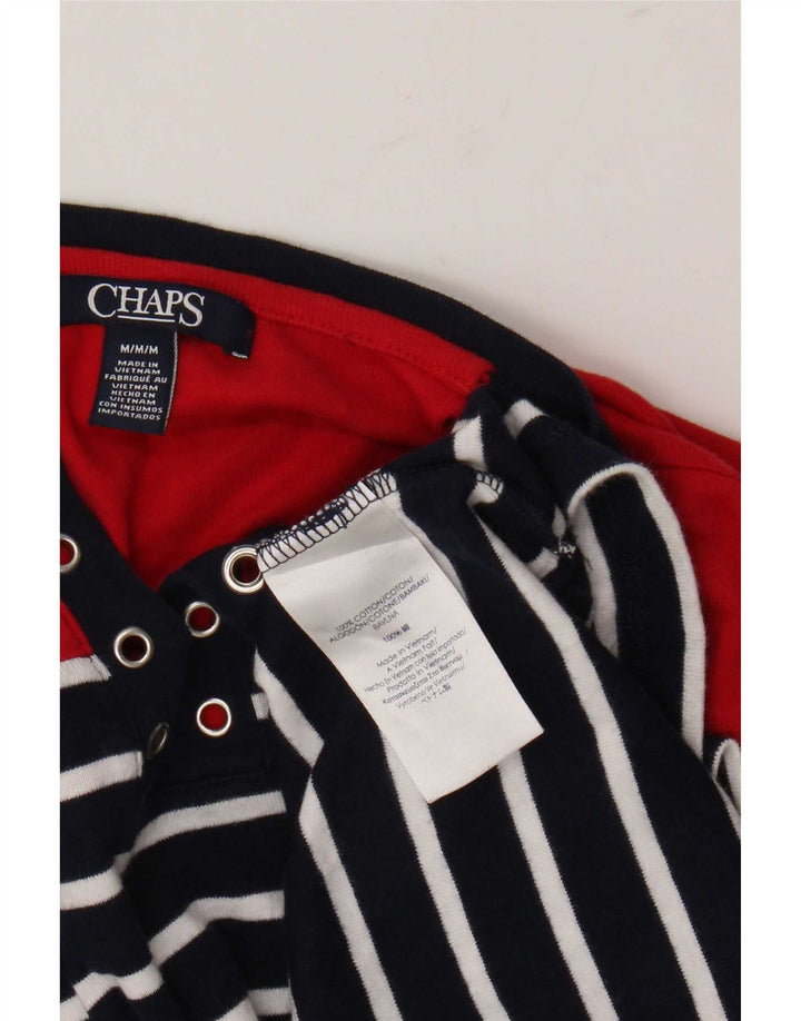 Chaps T-Shirt Femme Top UK 12 Coton Rayé Bleu Marine Moyen