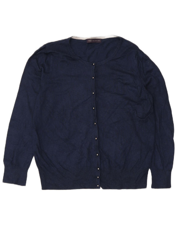 Marks & Spencer Pull Cardigan Femme UK 18 XL Bleu Marine Viscose