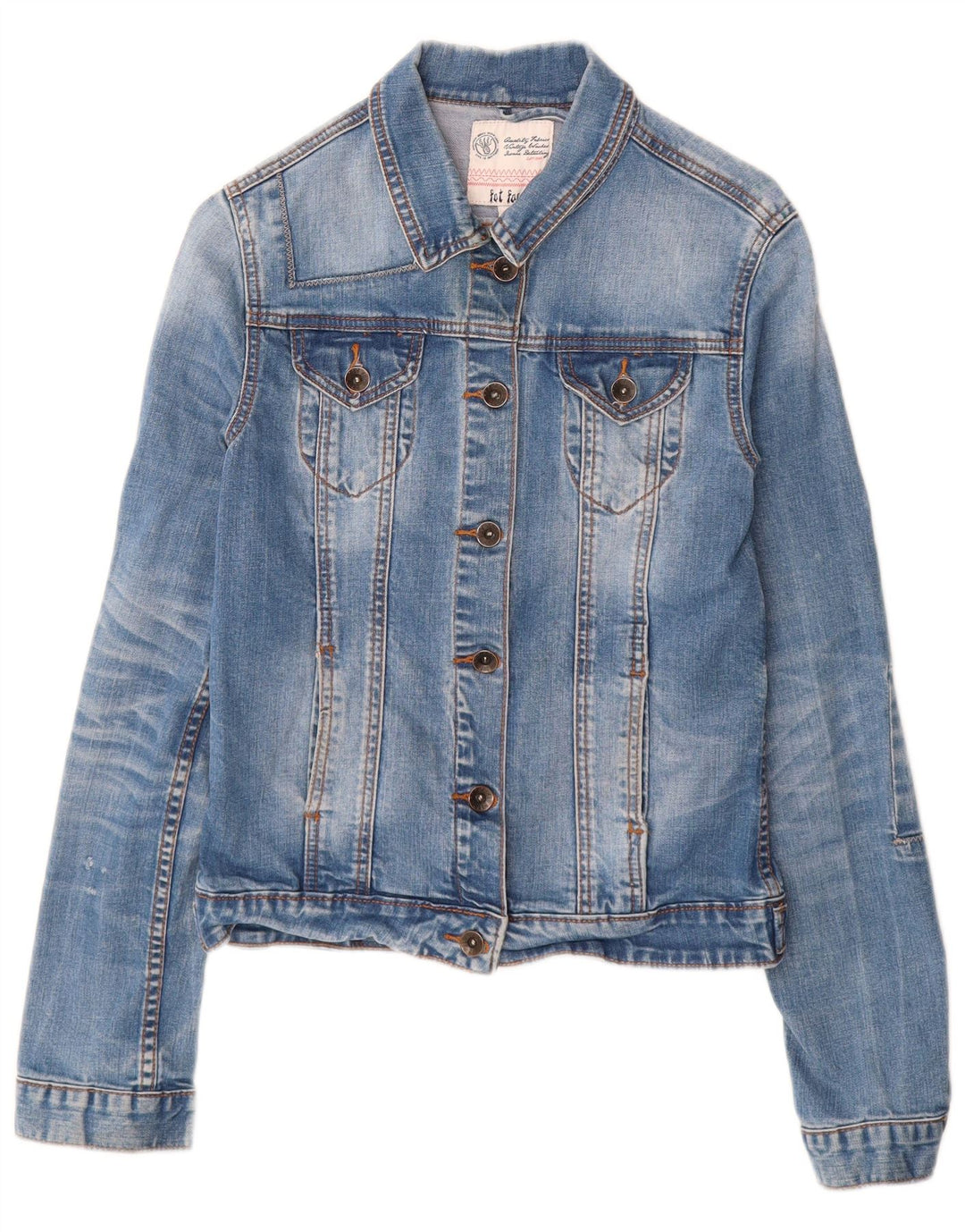 FAT FACE Veste en jean pour femme UK 8 Small Bleu Coton