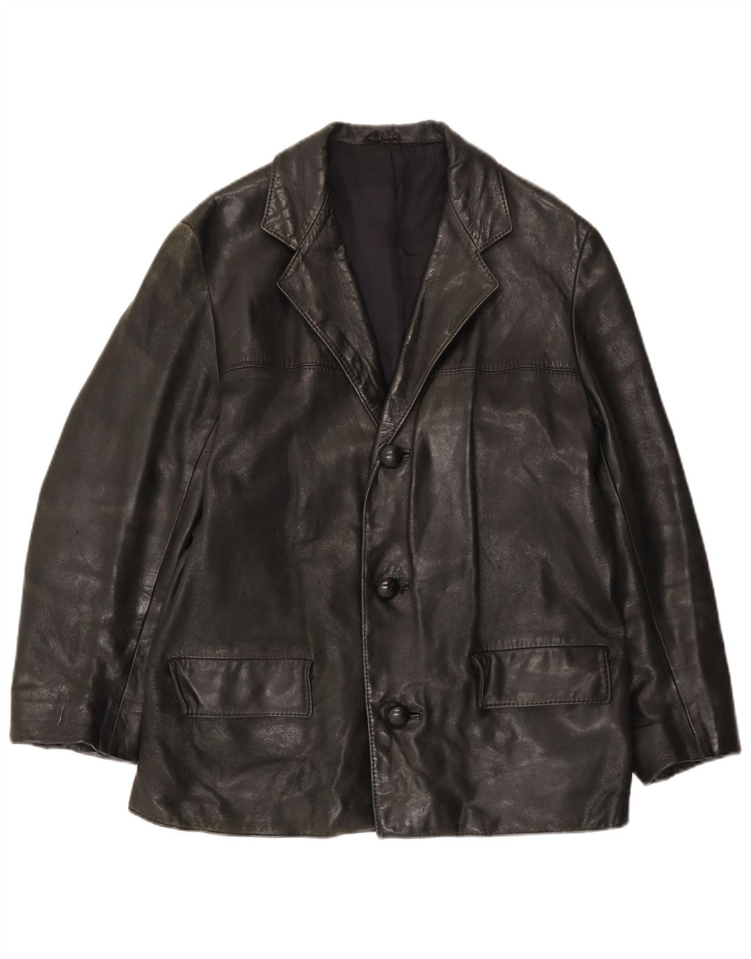 veste en cuir homme vintage UK 38 Noir Moyen
