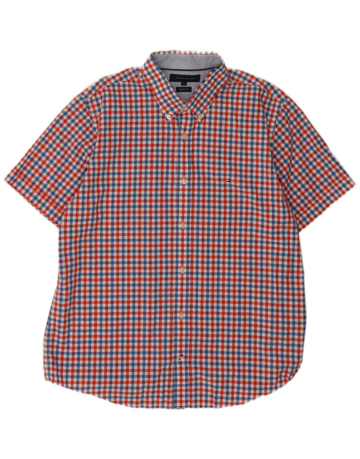 Tommy Hilfiger Chemise à manches courtes XL en coton à carreaux multicolores pour homme