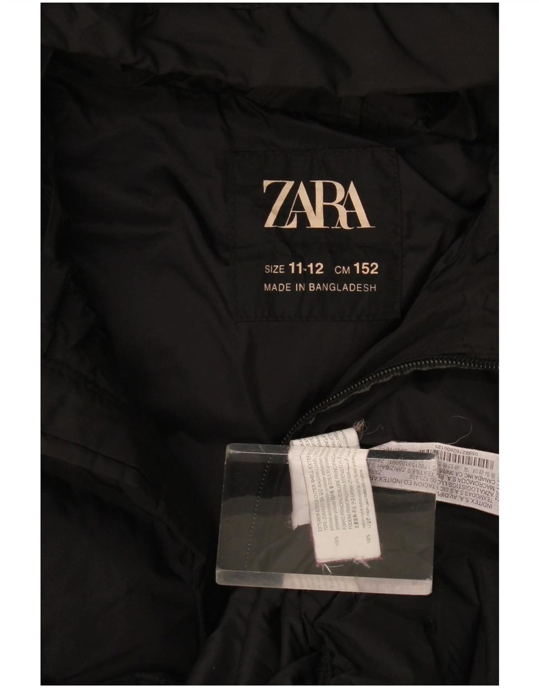 Zara Veste matelassée à capuche fille 11-12 ans Noir Polyester