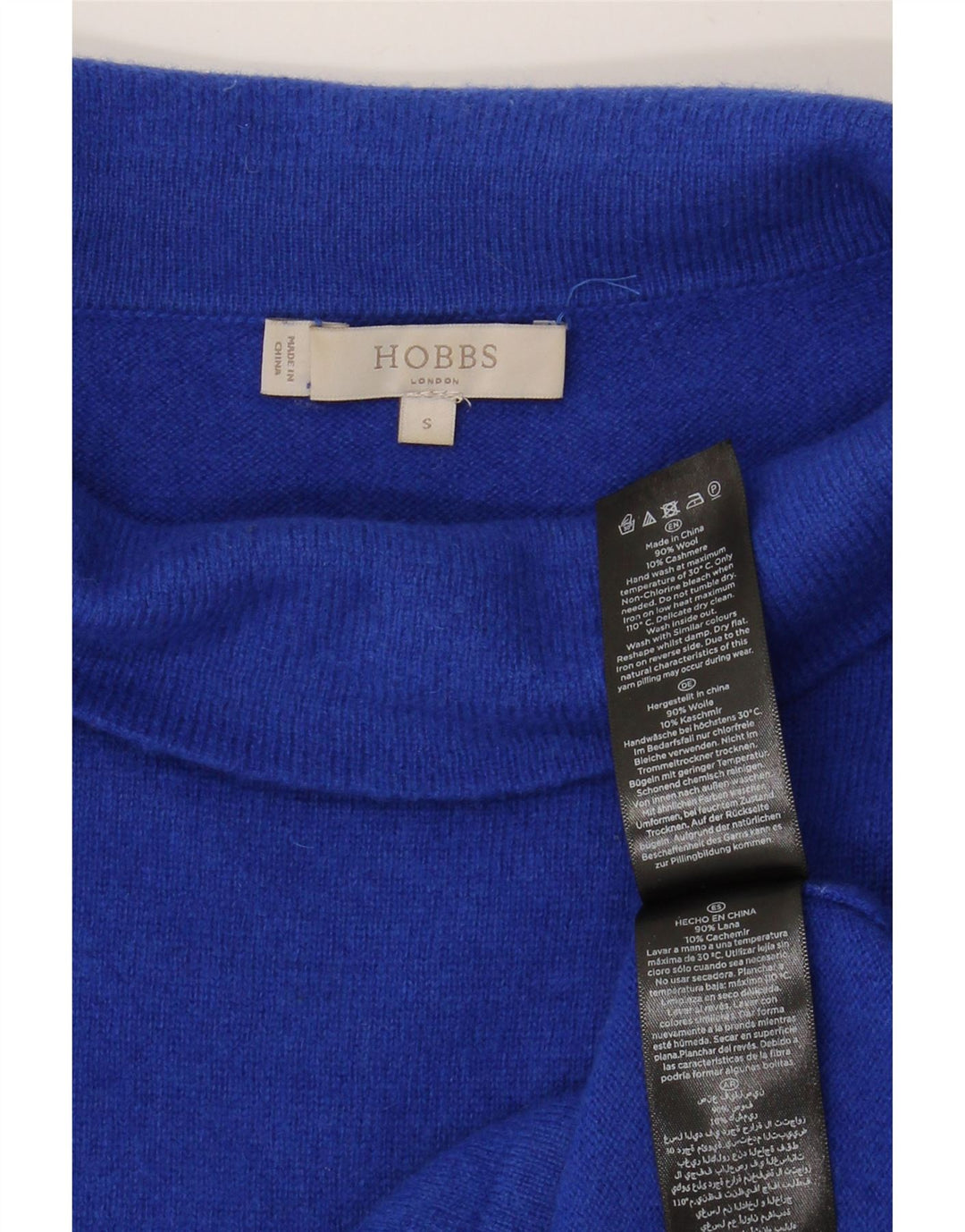 HOBBS Pull col roulé pour femme UK 10 Petite laine bleue