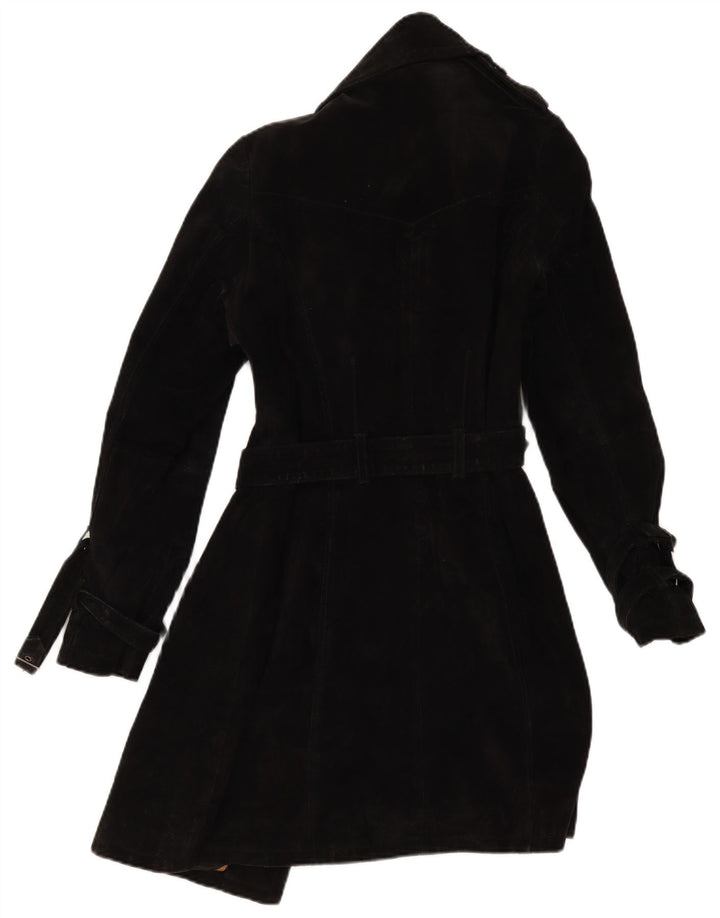 MONTGOMERY Manteau croisé en daim pour femme IT 40 petit cuir noir