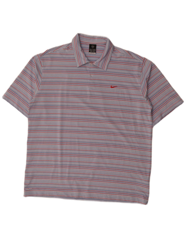 Polo Nike Homme UK 45/47 XL Bleu Rayé Polyester