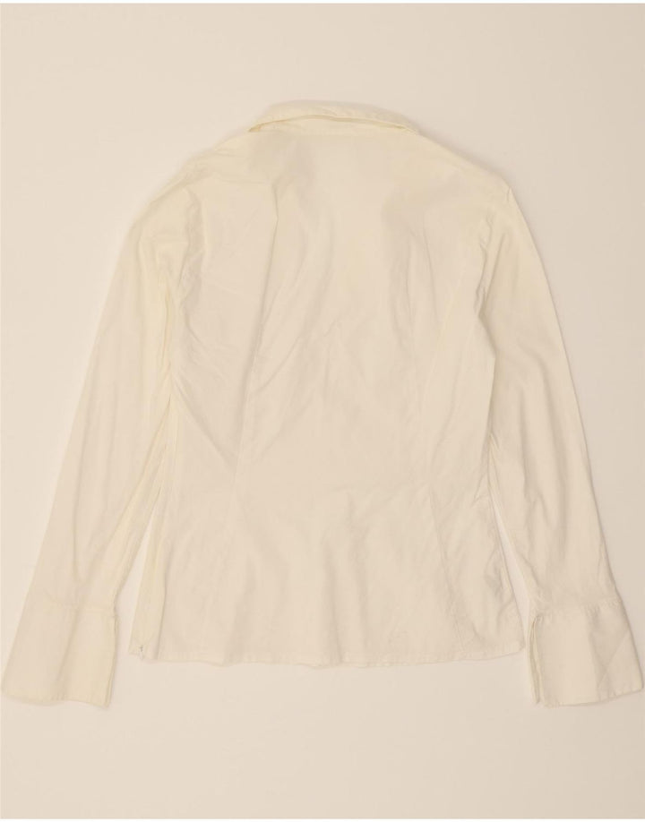 BENETTON Chemise Chemisier Femme UK 12 Coton Blanc Moyen