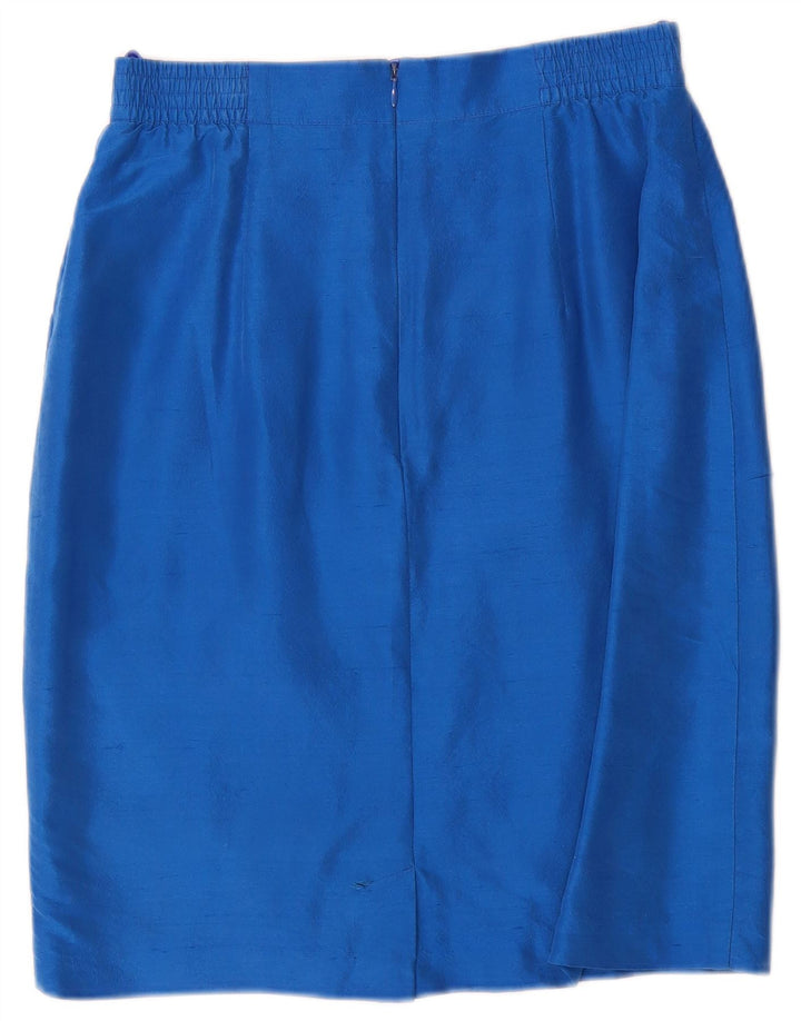 Vera Mont Ensemble jupe 2 pièces 6 boutons pour femme UK 14 Medium W28 Soie bleue