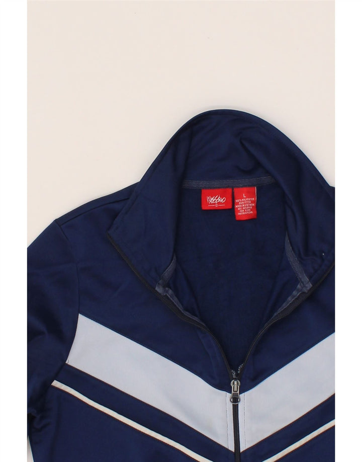 MOSSIMO Womens Tracksuit Top Jacket UK 14 Large Navy Blue Colourblock Vintage Mossimo and Second-Hand Mossimo from Messina Hembry 