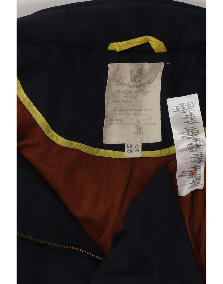 WHITE STUFF Parka à capuche pour femme UK 12 Bleu marine moyen Polyester