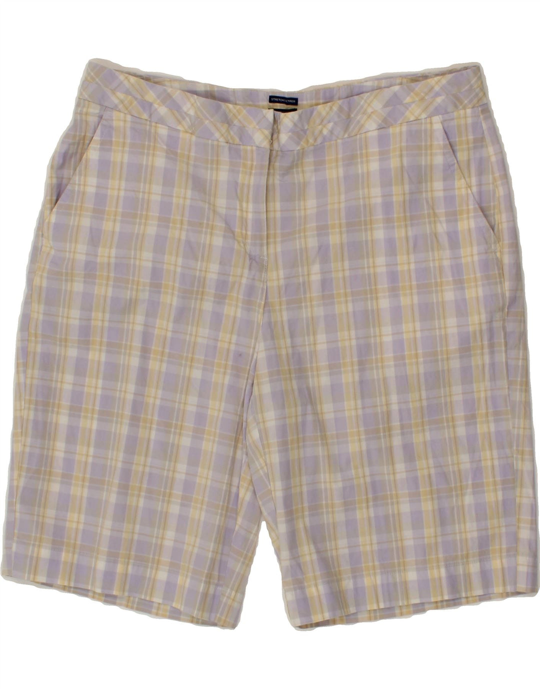 IZOD Womens Chino Shorts US 12 Large W34  Purple Check Vintage Izod and Second-Hand Izod from Messina Hembry 