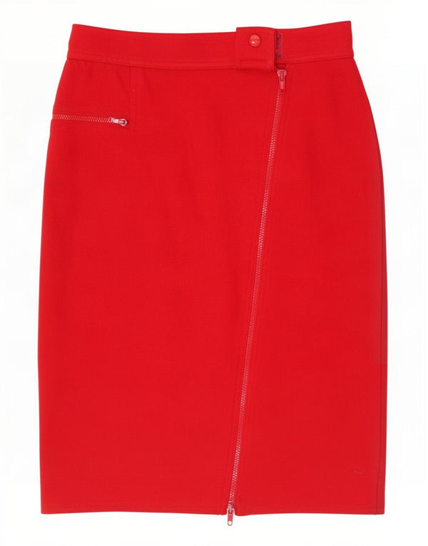 Vintage Womens Pencil Skirt IT 46 Large W28 Red Wool