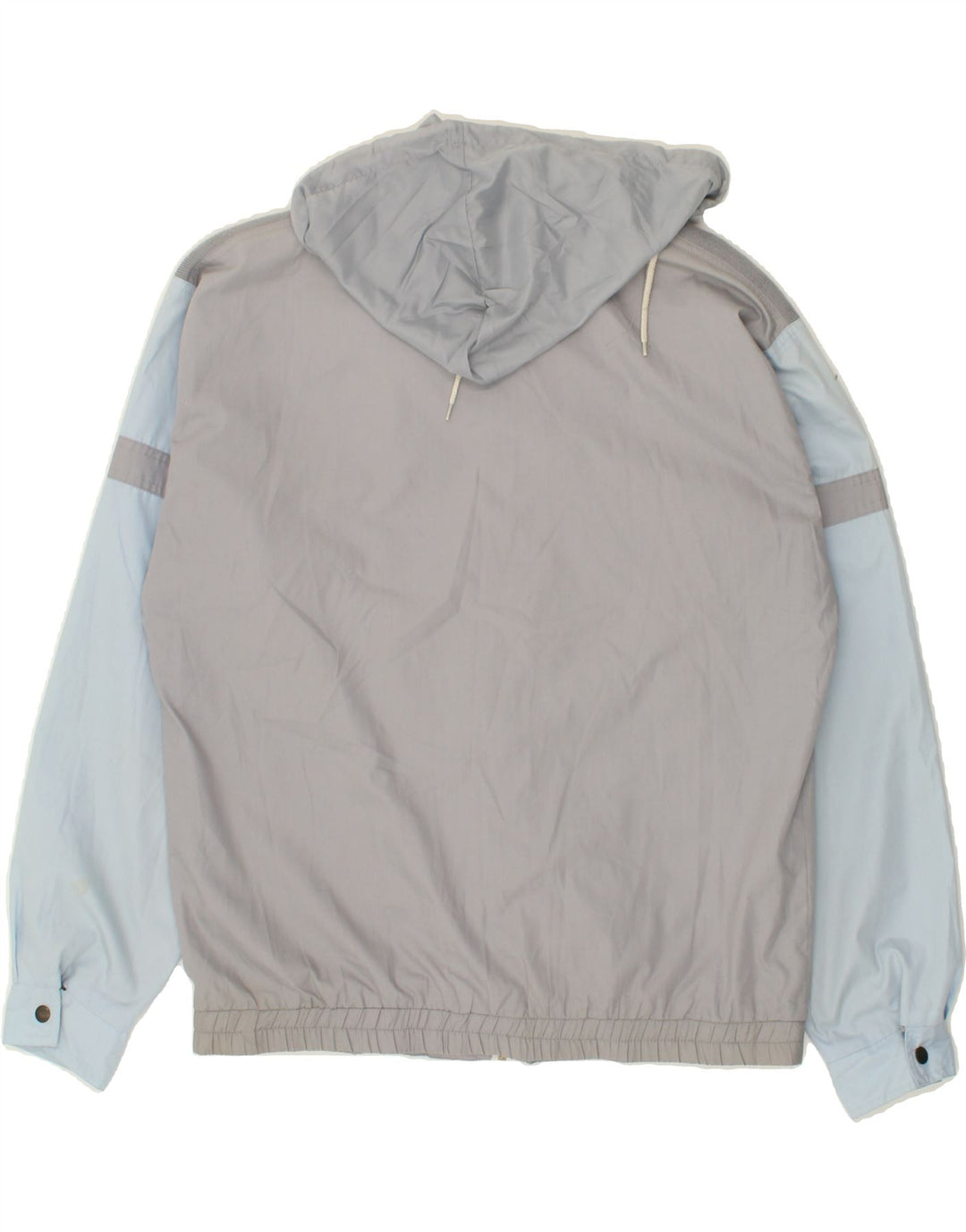 VINTAGE Mens Hooded Bomber Jacket IT 54 2XL Grey Colourblock Polyester Vintage Vintage and Second-Hand Vintage from Messina Hembry 