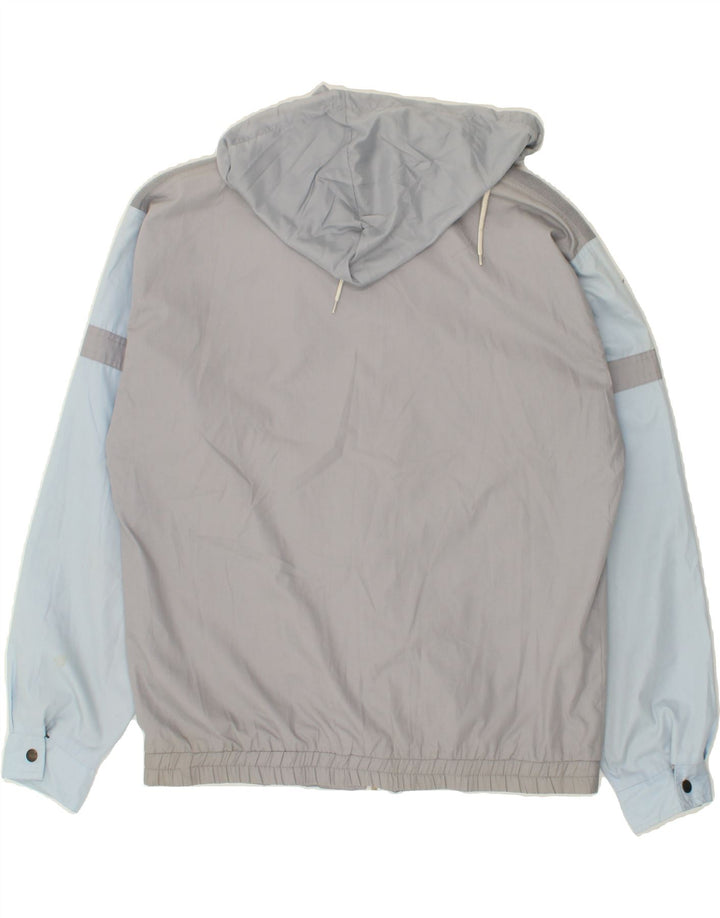 VINTAGE Mens Hooded Bomber Jacket IT 54 2XL Grey Colourblock Polyester Vintage Vintage and Second-Hand Vintage from Messina Hembry 
