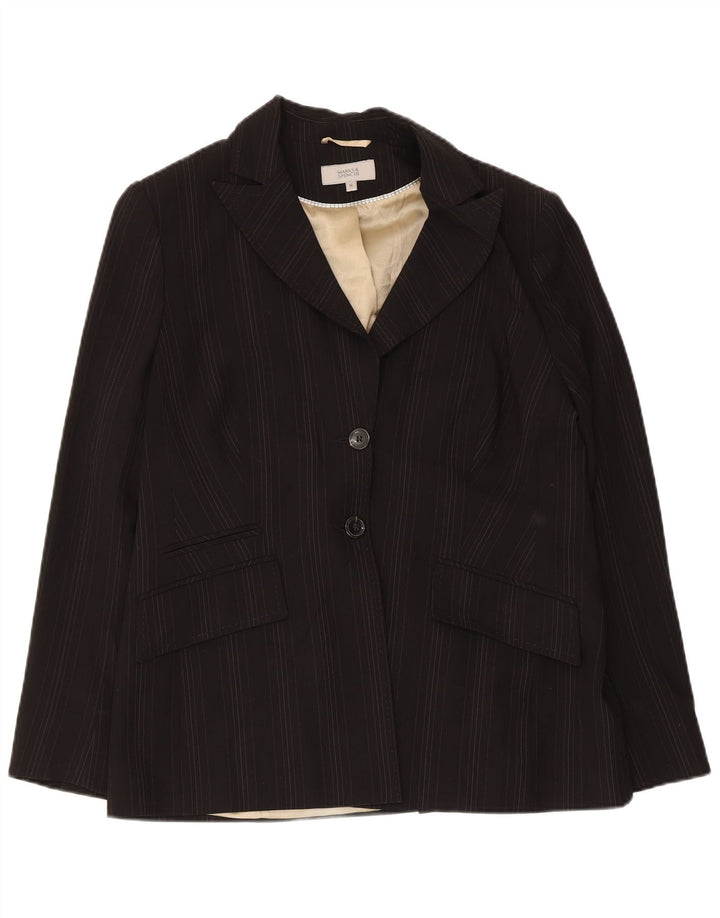 Marks & Spencer Veste blazer à 2 boutons pour femme UK 16 Large Noir Rayé