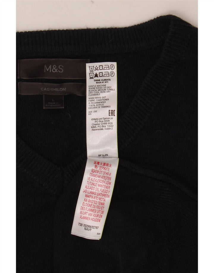 MARKS & SPENCER Pull col V pour homme en acrylique bleu marine Taille L