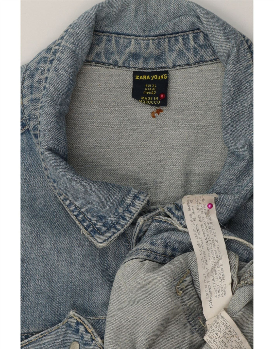 ZARA Veste en jean pour homme UK 42 XL Bleu Coton