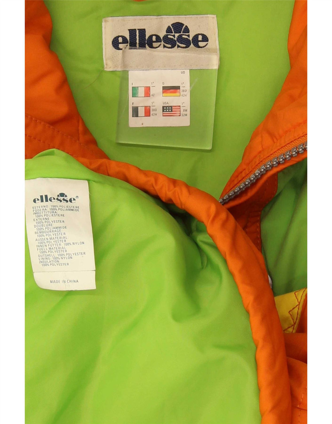 Ellesse Veste de ski surdimensionnée à capuche pour femme IT 42 Orange moyen Colourblock