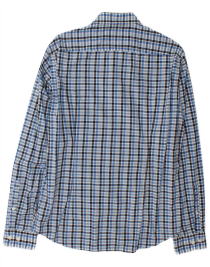 Hugo Boss Chemise en coton à carreaux bleu moyen
