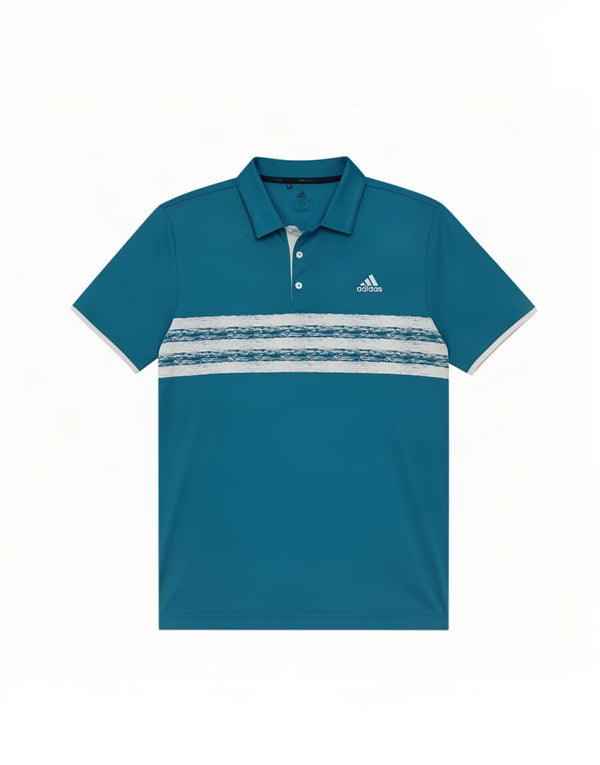 Adidas Polo Homme Grand Bleu Rayé Polyester