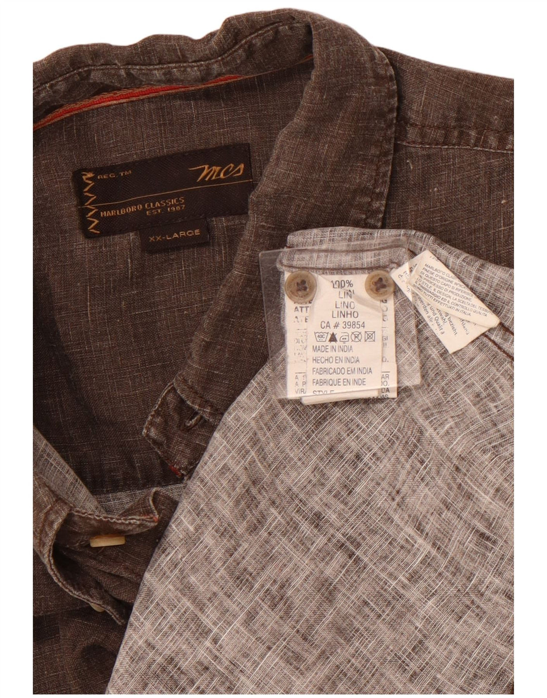 MARLBORO CLASSICS Chemise à manches courtes pour hommes 2XL Lin marron