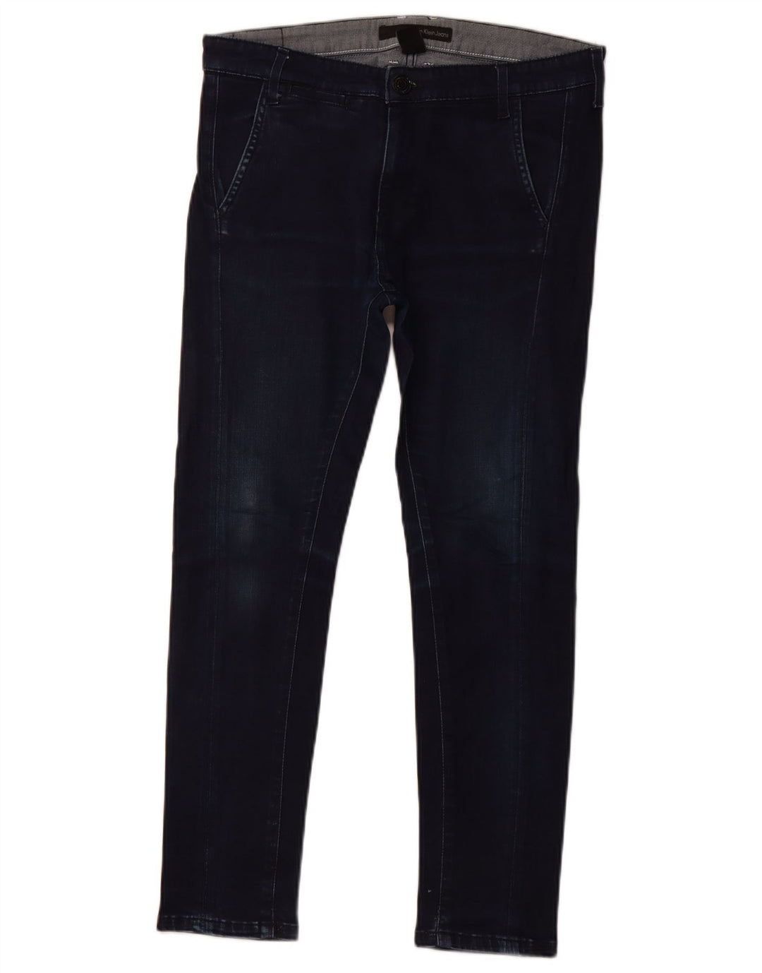 Calvin Klein Jean slim court ample W26 L25 pour femme Bleu marine