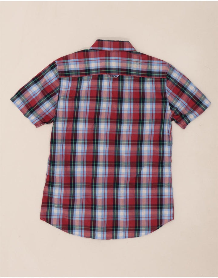 CREW CLOTHING Chemise à manches courtes homme en coton à carreaux bleu moyen