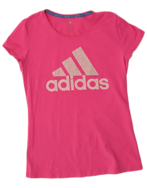 Adidas Climalite Graphic T-Shirt Top UK 12 Rose Moyen