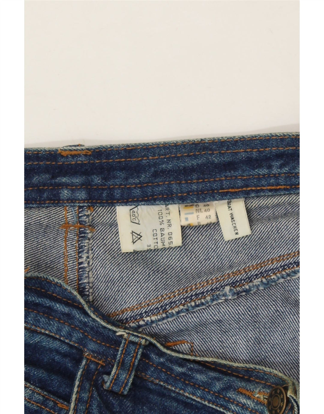 JOHN F GEE Womens Denim Skirt EU 40 Medium W30 Blue Cotton Vintage John F Gee and Second-Hand John F Gee from Messina Hembry 