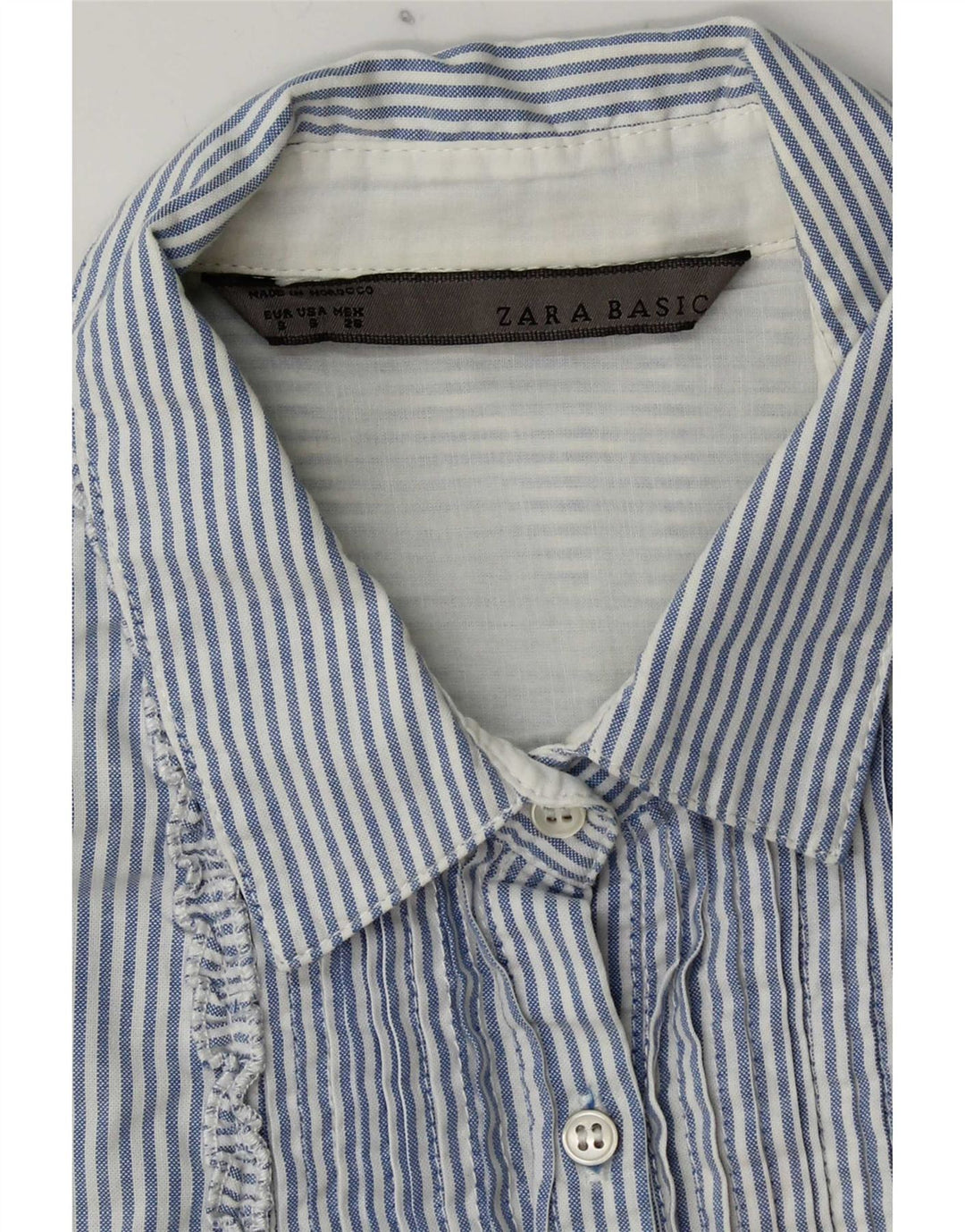 Zara Chemise pull à manches courtes pour femme UK 10 Petit bleu rayé
