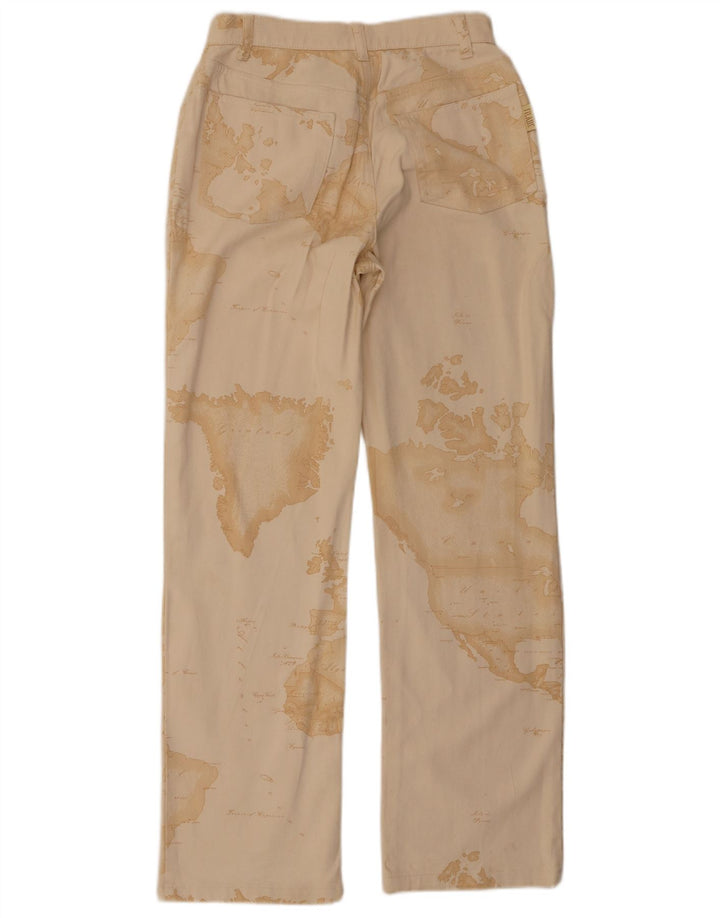 ALVIERO MARTINI Pantalon décontracté à motif abstrait pour femme W28 L30 Beige