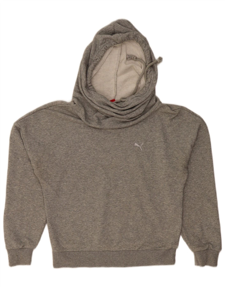PUMA Pull à capuche surdimensionné pour femme UK 10 Petit coton moucheté gris