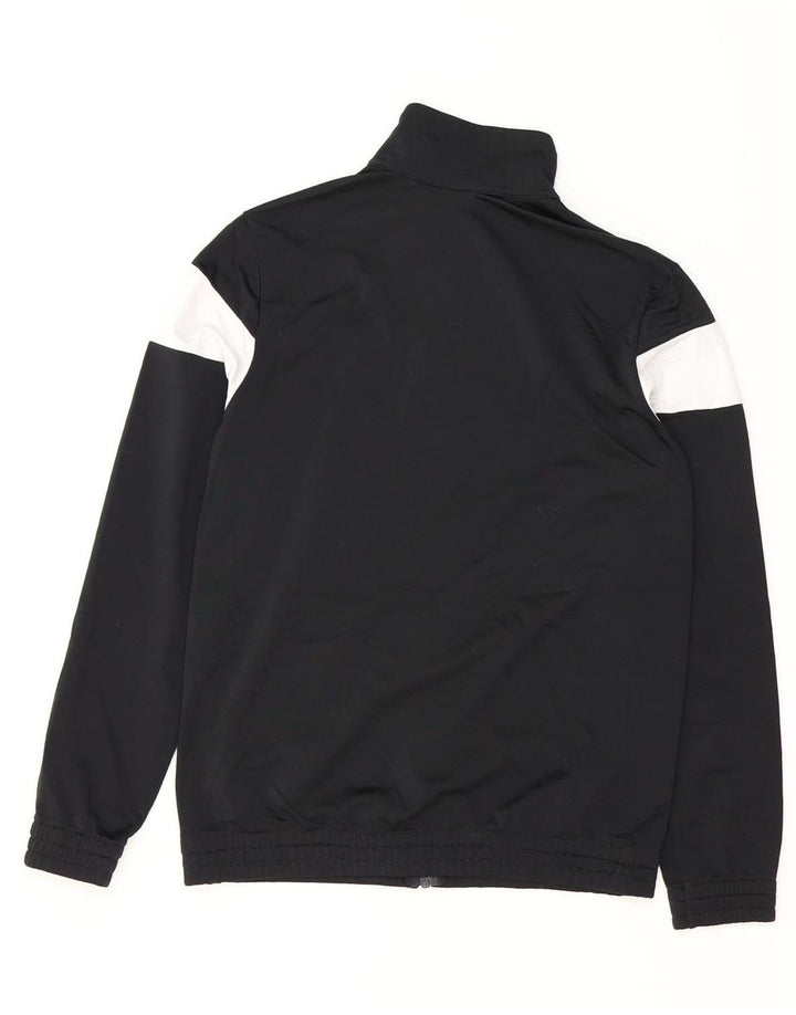 ADIDAS Boys Tracksuit Top Jacket 13-14 Years Black Colourblock