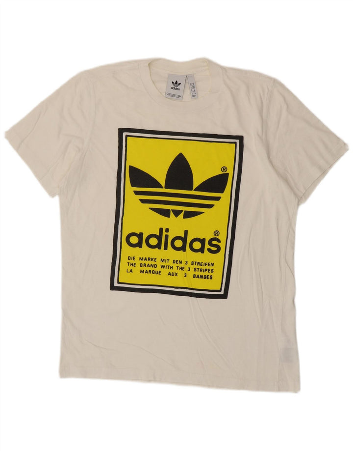 ADIDAS T-Shirt Graphique Homme Blanc Moyen Coton