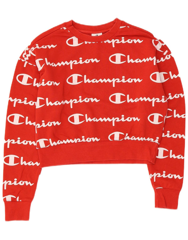 Champion Sweat-shirt oversize Crop Graphic pour femme UK 6 XS Rouge Coton