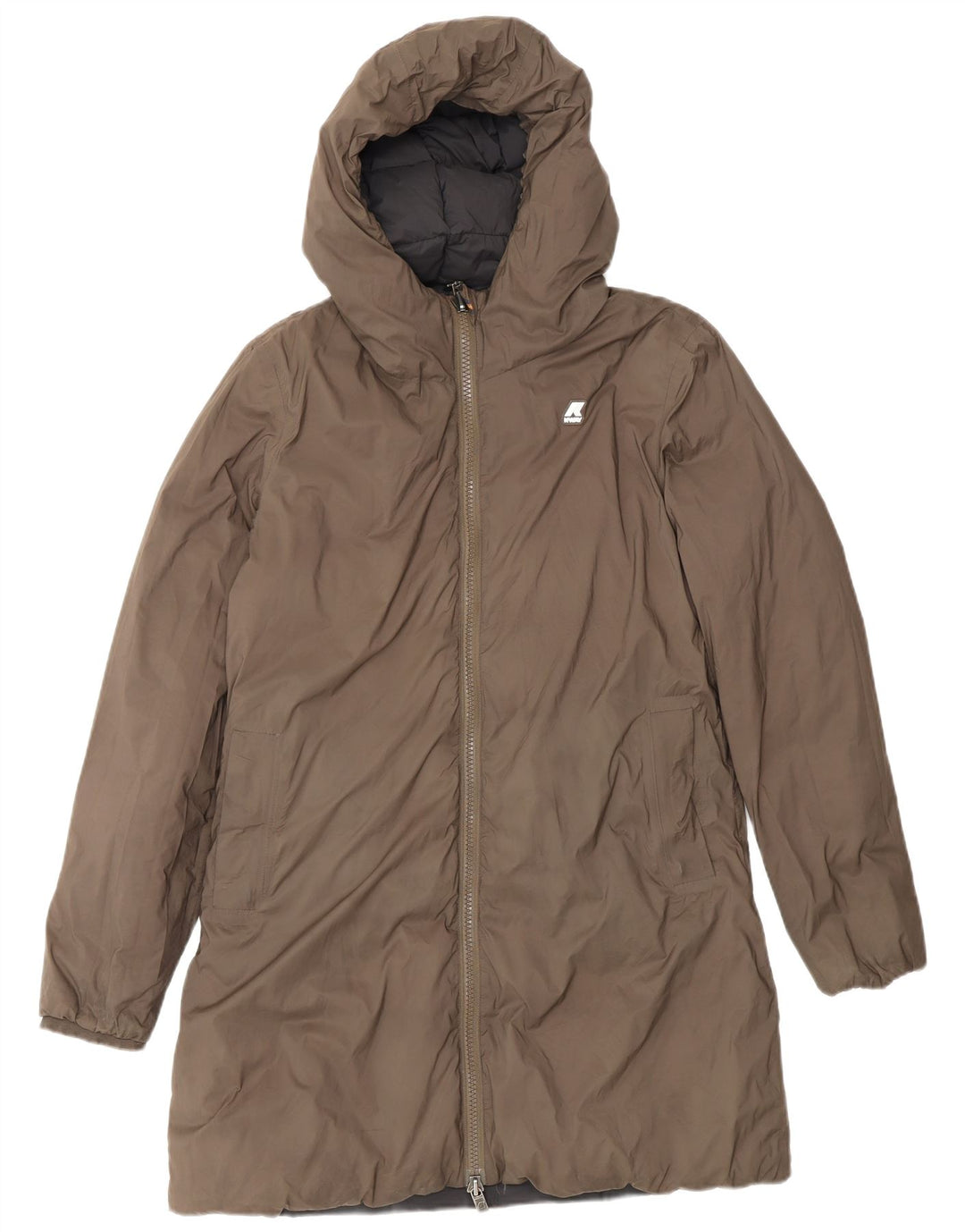K-Way Manteau matelassé réversible à capuche surdimensionné pour femme UK 8 Small Noir