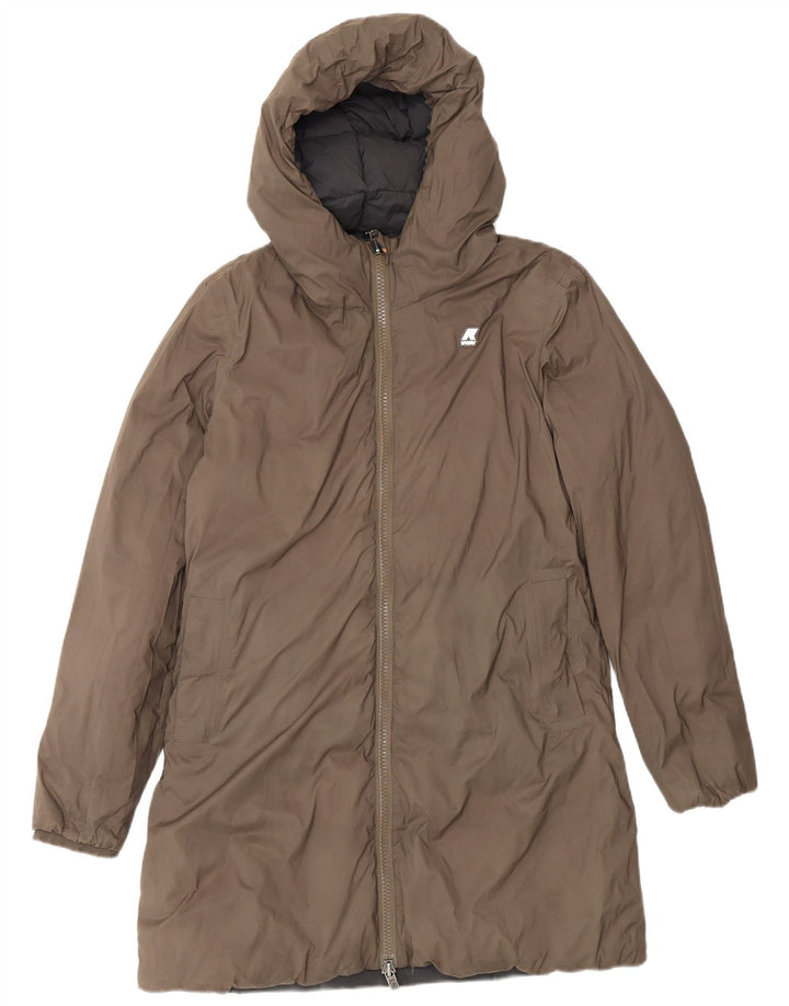 K-Way Manteau matelassé réversible à capuche surdimensionné pour femme UK 8 Small Noir