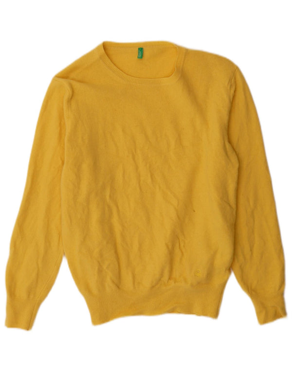 Benetton Pull col bateau pour femme UK 18 XL Laine vierge jaune
