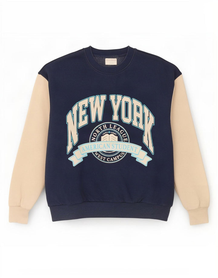 Pull & Bear Sweat-shirt graphique pour femme UK 10 Small Bleu marine