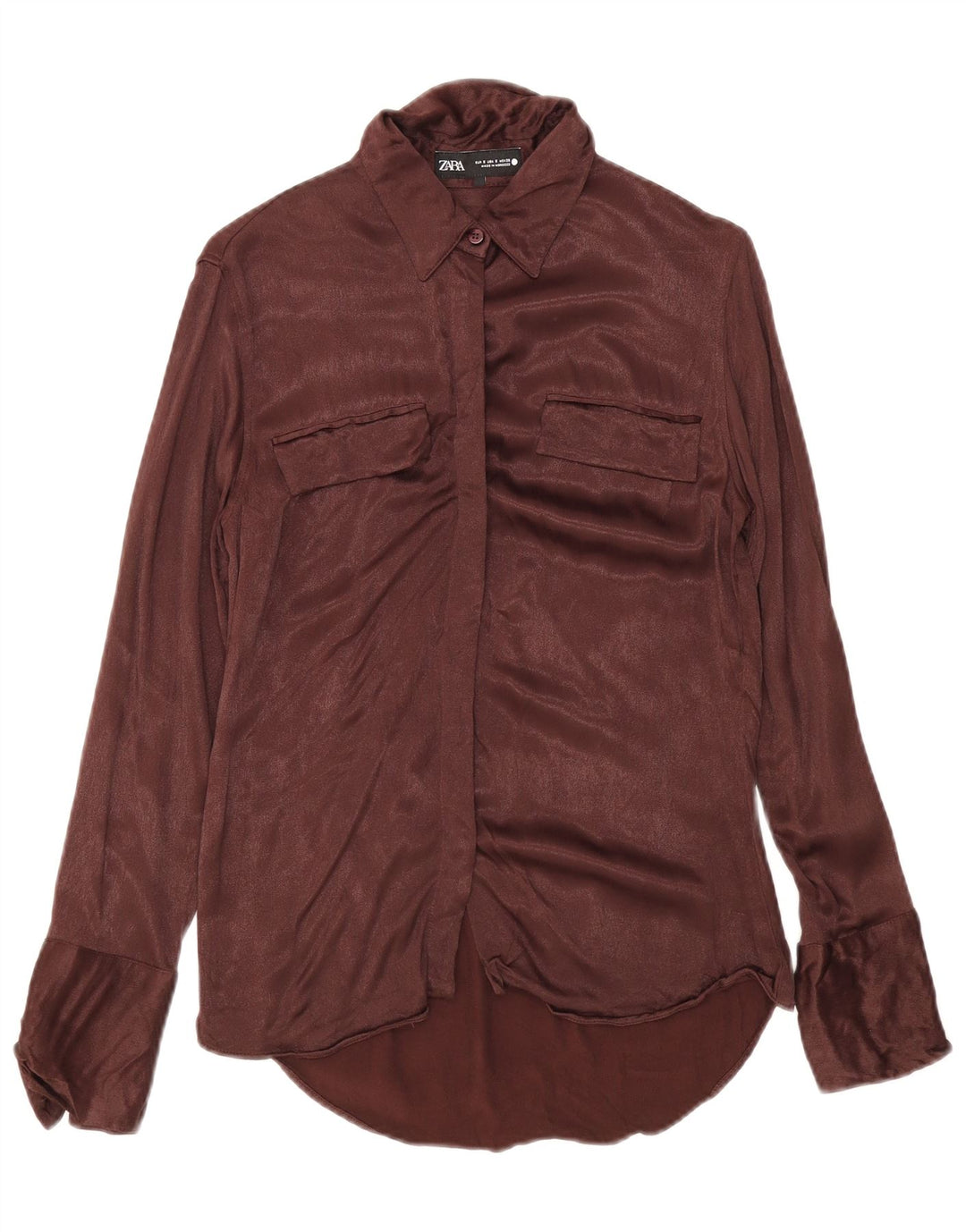 Zara Chemise Chemisier Femme UK 10 Petit Marron