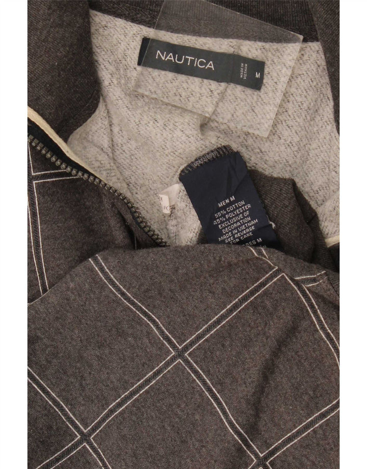 Nautica Sweat-shirt à col zippé pour homme en coton à carreaux gris moyen