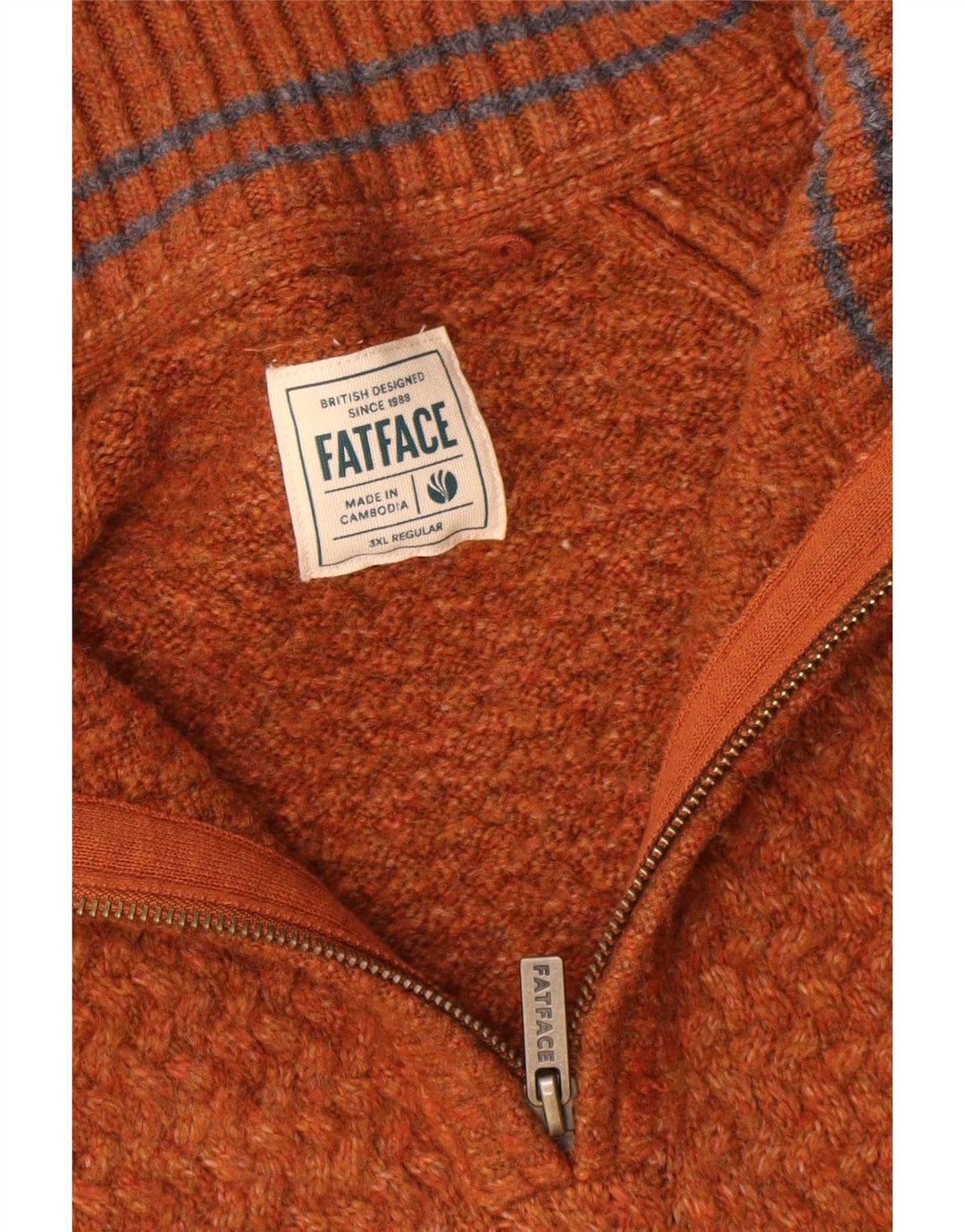 Fat Face Pull col zippé pour homme 3XL Chevron marron