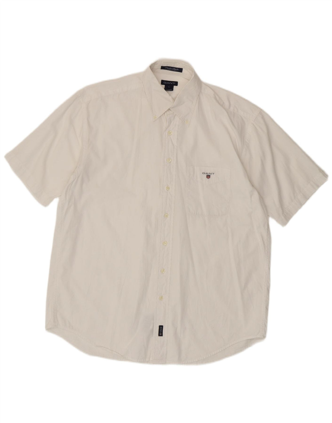 Gant Chemise à manches courtes pour hommes, coupe régulière, grand coton blanc