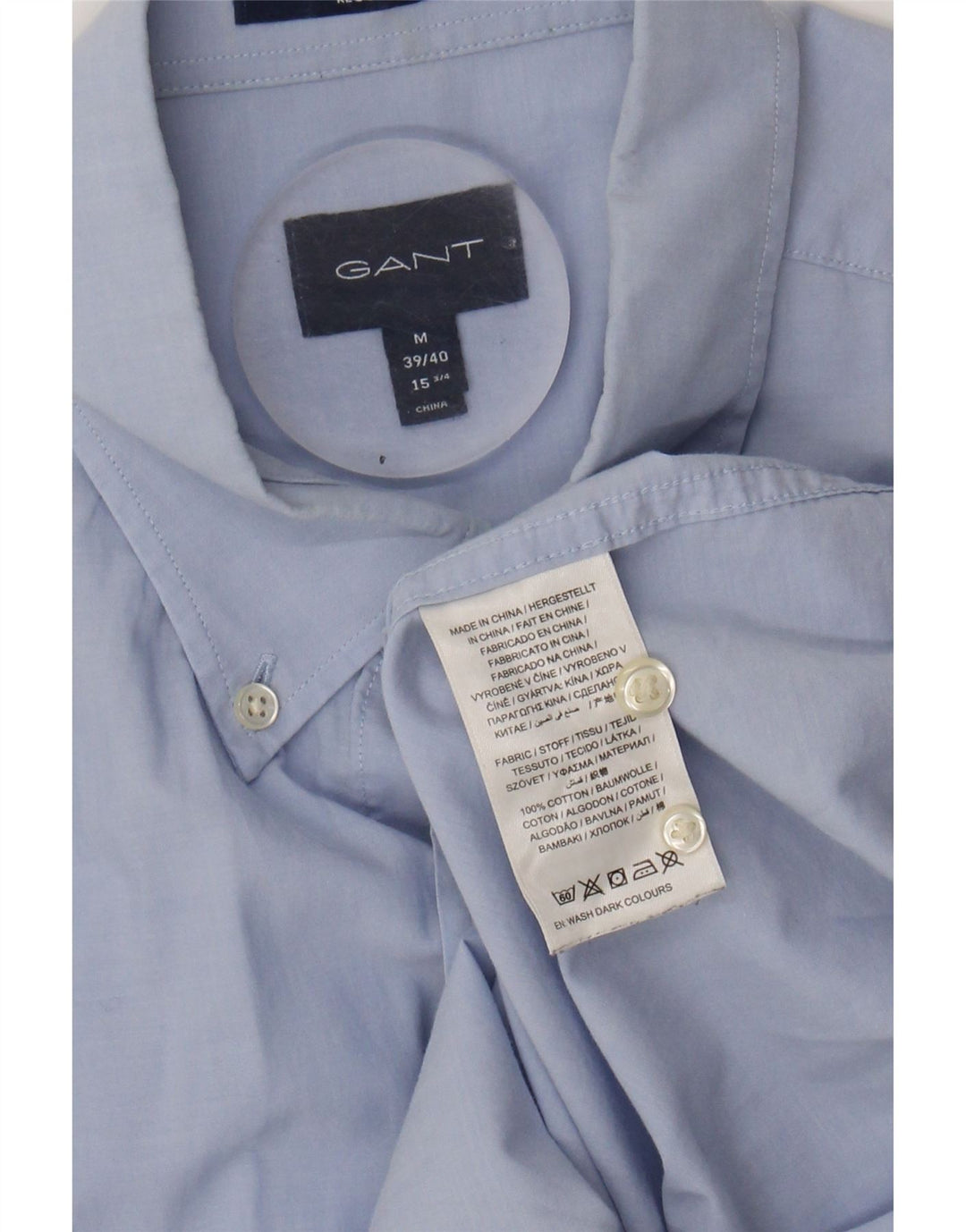 GANT Mens Shirt Size 39/40 15 3/4 Medium Blue Cotton Vintage Gant and Second-Hand Gant from Messina Hembry 