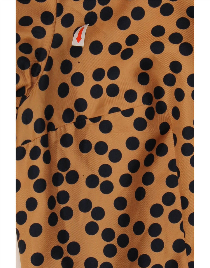 VINTAGE Robe A-Line Femme UK 12 Brun Moyen Tacheté