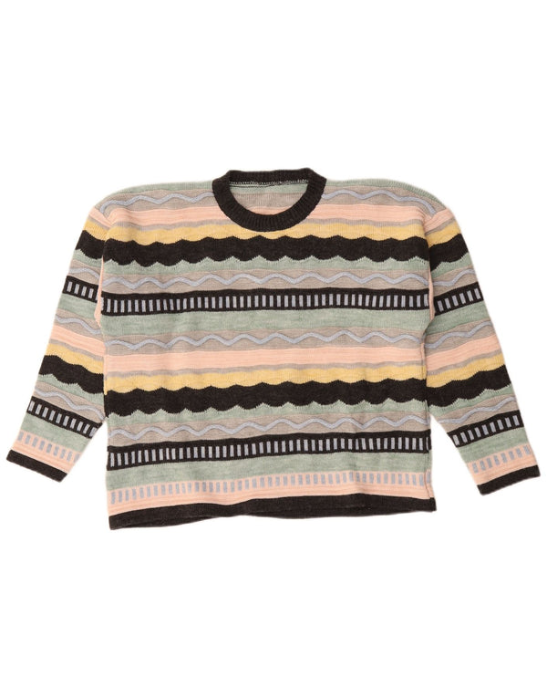 vintage Womens Crew Neck Jumper Sweater UK 18 XL Multicolore Rayé