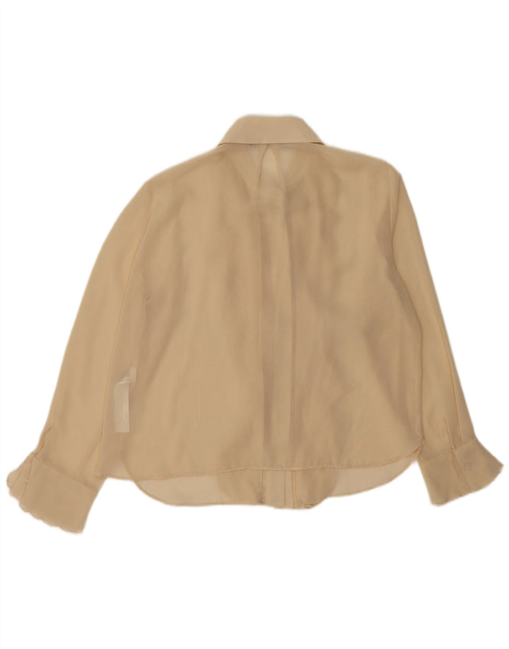 ZARA Chemisier à volants sur le devant pour femme UK 14 Large Beige Polyester